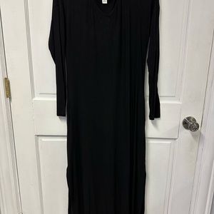 MakeMeChic Women's Boho Maxi Short Sleeve Split Pockets Tie Dye Long Dress Black